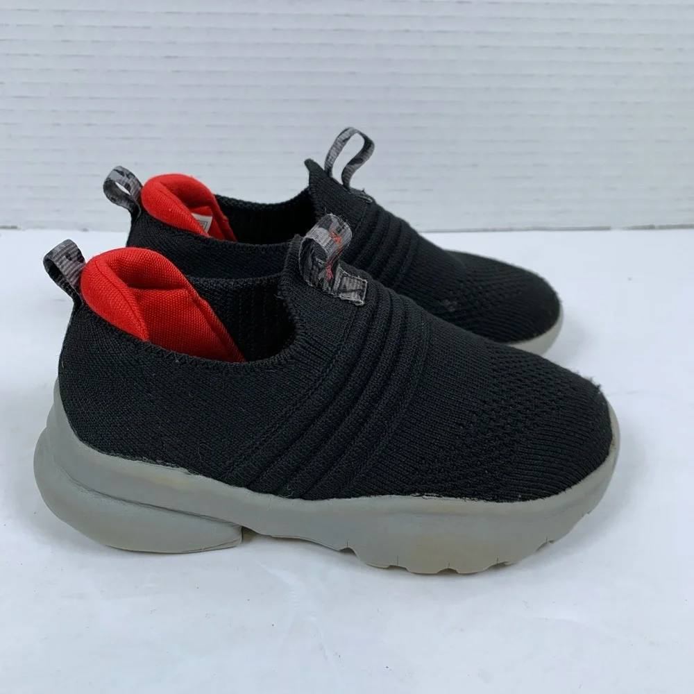 Skechers Razor Flex Black Red Slip On Low Top Comfort Shoes Toddler Sz 8 (S449)